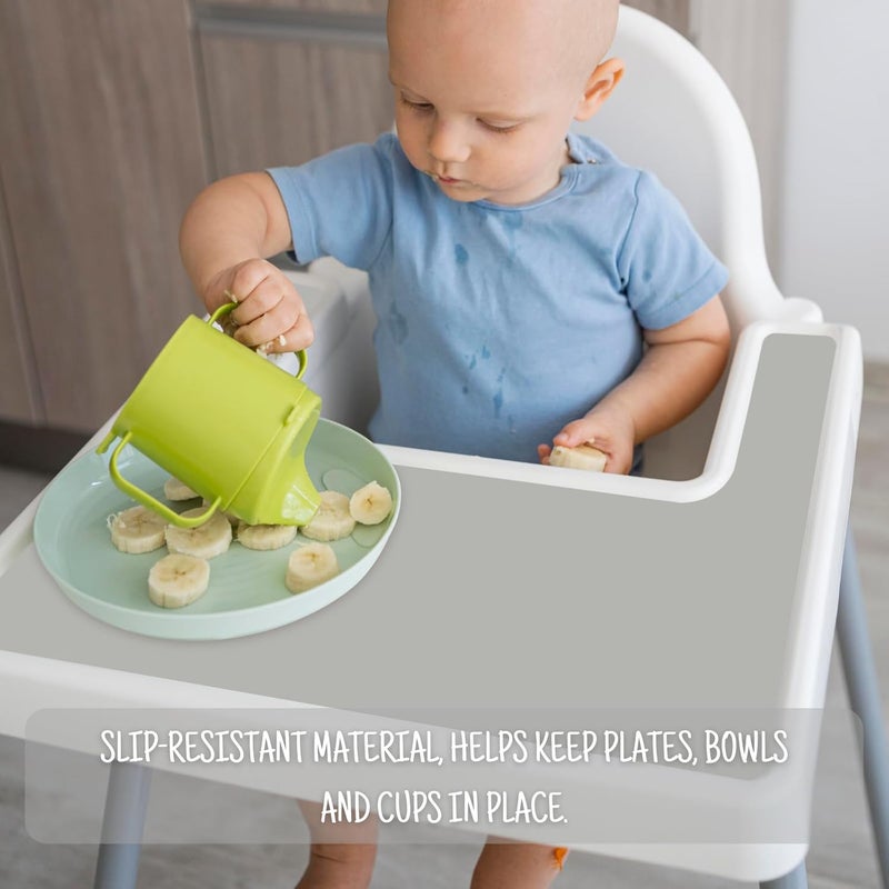 Mintlyfe High Chair Placemat for IKEA Antilop Baby High Chair, 2 Packs Stain Resistant Non-Slip Toddler Silicone High Chair Place Mats Eating Table Mat (Sage/Gray) - Image 5